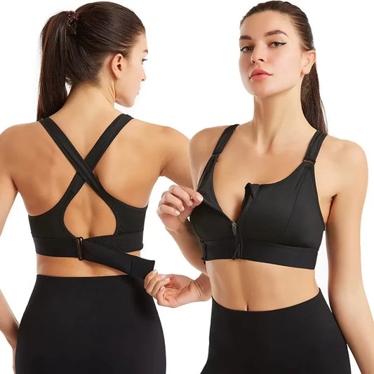 Adjustable Front Zipper Sports Bra